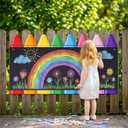 MotiMind Giant Outdoor Chalkboard for Kids, Large Crayon Wall Art | 31.5x16.9 In, Art Easel, Moisture-proof Surface, MDF, Easy Wipe, Wall Mounted, Back to School Decor, Classroom, Garden & Yard