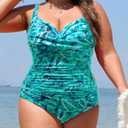 Yonique Women Plus Size One Piece Swimsuits Tummy Control Bathing Suits Twist Front Ruched Swimwear 16W