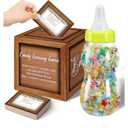 Glenmal 52 Pcs Baby Shower Games Gift Sets Large Baby Bottle for Shower Game Guess How Many Candies Baby Shower Decorations for Baby Shower favors Games Gender Reveal (Wood Grain)