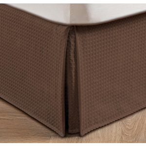 MIYE Pleated Waffle Weave Bed Skirt, Tailored Dust Ruffle 14 Inch Drop Easy Fit, Machine Washable (Brown, King  14" Drop)