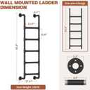 5-Rung Wall Mounted Metal Step Ladder, Basement Window Well Egress & Fire Emergency Escape Ladder, for High Entrance Attic Egress, Bunk Bed Climbing(355LBS Load Capacity, Matte Black)