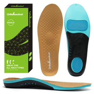OrthoComfoot Plantar Fasciitis Arch Support Insoles with Massaging Gel for Comfy, Orthotics Inserts Relieve Flat Feet, Cushion, High Arch, Foot Pain, Running Athletic, Size Man 10,5  