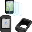 Screen Protector and Silicone Case Cover for Garmin Edge 530 Gps (3+1pack),Tempered Glass Film Anti-Scratch High Definition Transparent