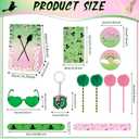 84pcs Pink and Green Witch Party Favors Birthday Decorations Pens Notepads Sunglasses Paper Gift Bag Key Chains Slap Bracelet Sticker Halloween Themed Party Supplies for Gift Party