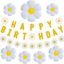 32pcs Daisy Flower Banner Balloons Decoration - Birthday Party Supplies for Girls and Boys