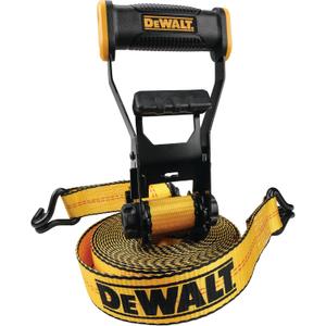 DEWALT DXBC10000J Black/Yellow 2" x 27' Ratchet Tie Down Strap with Double J-Hook - Heavy-Duty Cargo Securing (10,000 lb Break Strength)