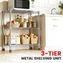 Xcity Storage Shelves, 3 Tier Heavy Duty Metal Shelving Unit with Wheels, 1050 LBS Adjustable Steel Wire Shelf for Commercial, Pantry, Kitchen, Garage, 14" D x 24" W x 30" H, Chrome