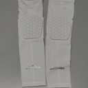 COOLOMG Padded Arm Sleeves Compression Elbow Pads for Volleyball Basketball Football Youth Kids Adult (Large, New White)