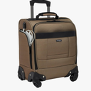 Wrangler 4-Wheel Spinner Luggage with Side USB Port, Mocha, 17-Inch Underseat Carry-On