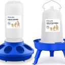 Baby Chick Feeder and Waterer Set with Adjustable Height, Anti-Drown Poultry Waterer for Raising Chicks in Brooder (0.3 Gal Chick Feeder & 0.4 Gal Chick Waterer, Blue)