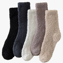 LANLEO 5 Pairs Women's Super Soft Fuzzy Plush Warm Winter Home Sleeping Slipper Socks 5 Pairs Solid Color Style L