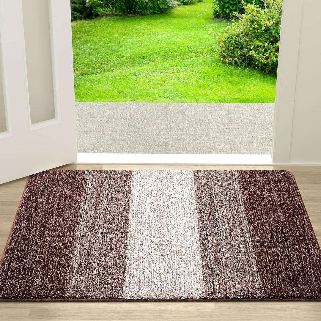 Kitinjoy Indoor Outdoor Door Mat, 30x17 Non-Slip Absorbent Dirt Trapper, Low-Profile Washable Inside Entrance Front Floor Mat, Sturdy Soft Entry Doormats for Entryway, Brown Kitinjoy Indoor Outdoor Door Mat, 30x17 Non-Slip Absorbent Dirt Trapper, Low-Profile Washable Inside Entrance Front Floor Mat, Sturdy Soft Entry Doormats for Entryway, Brown