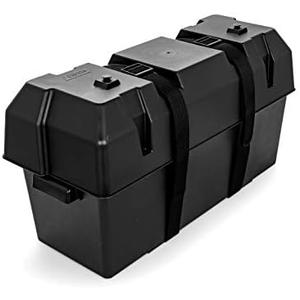 Camco Double Battery Box - Safely Stores RV, Automotive, and Marine Batteries - Features a Heavy-Duty Corrosion-Resilient Polymer Construction and Measures Inside 21-1/2" x 7-3/8" x 11-3/16" (55375)