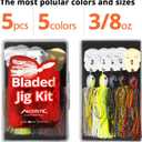 MadBite by KastKing Bladed Jig Fishing Lures, Multi-Color Kits, Irresistible Vibrating Action, Sticky-Sharp Heavy-Wire Needle Point Hooks, Popular 3/8 oz and 1/2 oz Sizes, Includes Storage Box