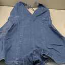 Yoawdats Women Spaghetti Strap Denim Romper Sleeveless V Neck Backless Tie-Up Jean Short Jumpsuits Y2k Ruffle Jean Overalls L