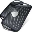 Large Nonslip Serving Tray with Handles, Silicone Grippy Dots Lap Food Trays for Eating, Dishwasher Safe Serve for Breakfast Dinner Snack Fruit Appetizers Beverage, Rectangular, Set of 2, Black