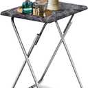 Garden 4 you Portable Folding TV Tray/TV Trays Foldable Dinner Snack Trays Table, Portable Foldable Table Small Sofa Bedside Tables with Light Weight, 15 x 18.9 x 26 in(Black Marble,1PC)