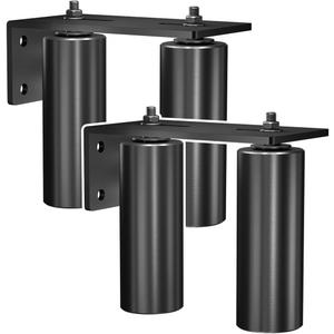 JUGREAT 2 Pack Heavy Duty Slide Gate Guide Roller 6"Black L Rear Post Bracket Adjustable Dual Nylon Gate Roller Guide Support Assembly for Sliding Rolling Gates