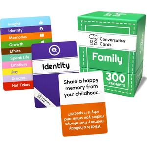 Family Pack | 300 Open-Ended Questions and Conversation Starters | Cards to Ignite Deeper Connections | A Great Gift for Families and Close Friends of All Ages