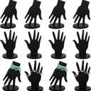 Weysat 12 Pcs Wooden Hand Form Bracelet Jewelry Display Stand Holder Aesthetic Mannequin Fingers Jewelry Organizer for Bracelet Ring(Black)