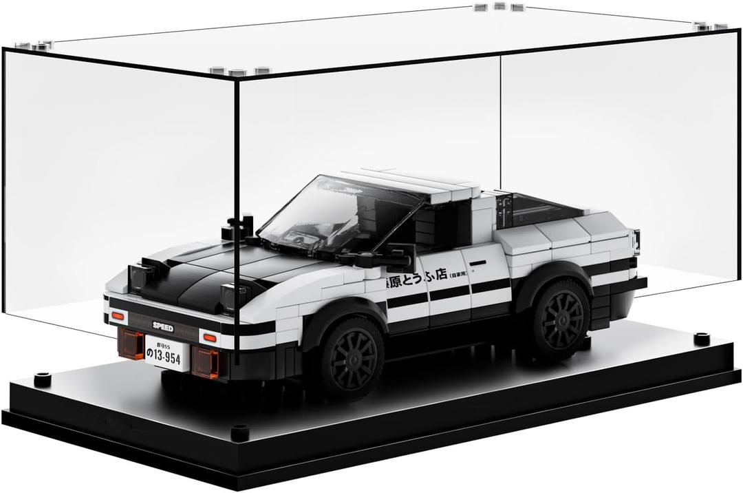 Model Car Display Case, Acrylic Showcase for Speed Champion, Parking Garage Compatible Toy Models Blocks, Dustproof with Light (7.6 x 3.7 x 3.3 Inches, Case Only)