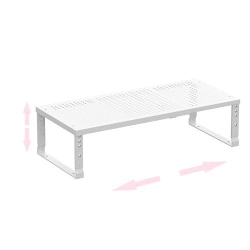 Asiingkel Metal Stackable Expandable Storage Shelf - Multi-Functional Home Storage Shelf, Suitable for Kitchen, Cabinet，Bathroom, Office, Garage（1PACK/White/Medium)