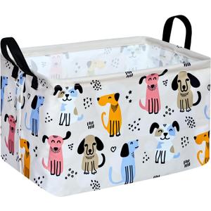 Rectangle Gift Storage Basket Home Shelf Storage Basket Organizer Box Clothes Laundry Hamper Nursery Basket Laundry Basket with Handles (Dog)