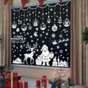 202Pcs Christmas White Window Clings Xmas Windows Stickers Snowflake Santa Claus Window Decal Reusable Double Sided Printed Self-Adhesive Windows Decoration for Xmas Holiday Winter Party 9 Sheets