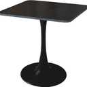 Square Modern Dinning Table 30 inches for 2-4 Bistro Tulip Table with Faux Marble top,Easy Assemble,no Wobble,Stable Sturdy Metal Frame Diameter 30in*H28.74in (Black, 30in)