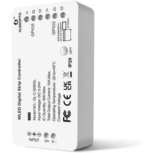 GLEDOPTO WLED LED Light Strip Controller 5-24V WiFi APP Control Over 100 Dynamic Lighting Modes DIY 800 IC for RGB RGBW WS2812B WS2811 SK6812 TM1814 WS2813 WS2815 No Need Hub