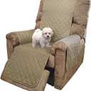 U-NICE HOME Recliner Chair Covers Reversible Chair Cover Pet Covers for Dogs with Elastic Straps Water Resistant Diamond Quilted (28''Recliner Oversized, Light Camel/Beige)