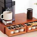 Wooden K-Cup Organizer - Coffee Pod Storage Box, 15.6 * 11.7 * 3.1 in, Compatible for Keuring Pod Holder, 30-50 Pod Capacity, No Assembly Required, Tea Bag Organizer Counter, Coffee Stand with Drawer