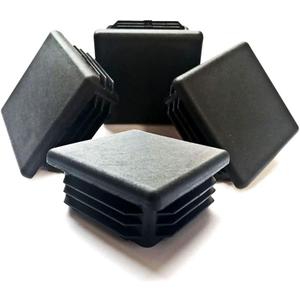 2" Black Plastic Plugs, Insert, Glide Protection, Square Tubing End Caps for Metal Tubing (12 Pack)