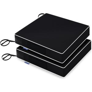 MIULEE Black 19 x 19 x 3 Outdoor Chair Cushions Waterproof Patio Chair Cushions with Adjustable Straps Set of 2 for Patio Furniture 3-Year Color Fastness Garden Sofa Couch