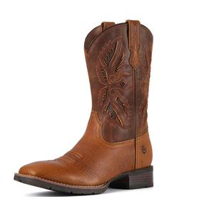 SUREWAY Men's Cowboy Boots, Square Toe Pull On Soft Toe Western Boot, 11, Earth Brown