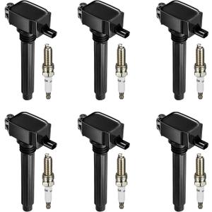 BDFHYK Ignition Coil Pack UF648 and Iridium Spark Plug 97390 Compatible with Jeep Grand Cherokee 2011-2015 Jeep Wrangler Dodge Charger Grand Caravan 2016 Chrysler 200 300 Jeep Coil Pack 3.6L Set of 6