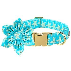 Lionet Paws Spring Dog Collar with Bowtie, Soft Comfortable Adjustable Cute Daisy Bowtie Collar for Large Dogs Female Gift, Neck 16-24 inches