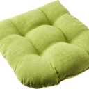 Pillow Perfect Pompeii Solid Indoor/Outdoor Wicker Patio Seat Cushion Reversible, Weather and Fade Resistant, Round Corner - 19" x 19", Green, 2 Count