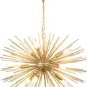 24" Modern Golden Sputnik Chandelier 9-Lights Mid-Century Modern Luxury Starburst Chandelier Gold Solid Metal Satellite Sputnik Chandeliers for Dining Room, Kitchen, Bedroom, Living Room