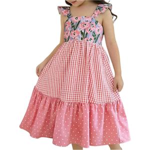 SOLY HUX Toddler Girl's Floral Print Sundresses Sleeveless Maxi Dress (Pink)