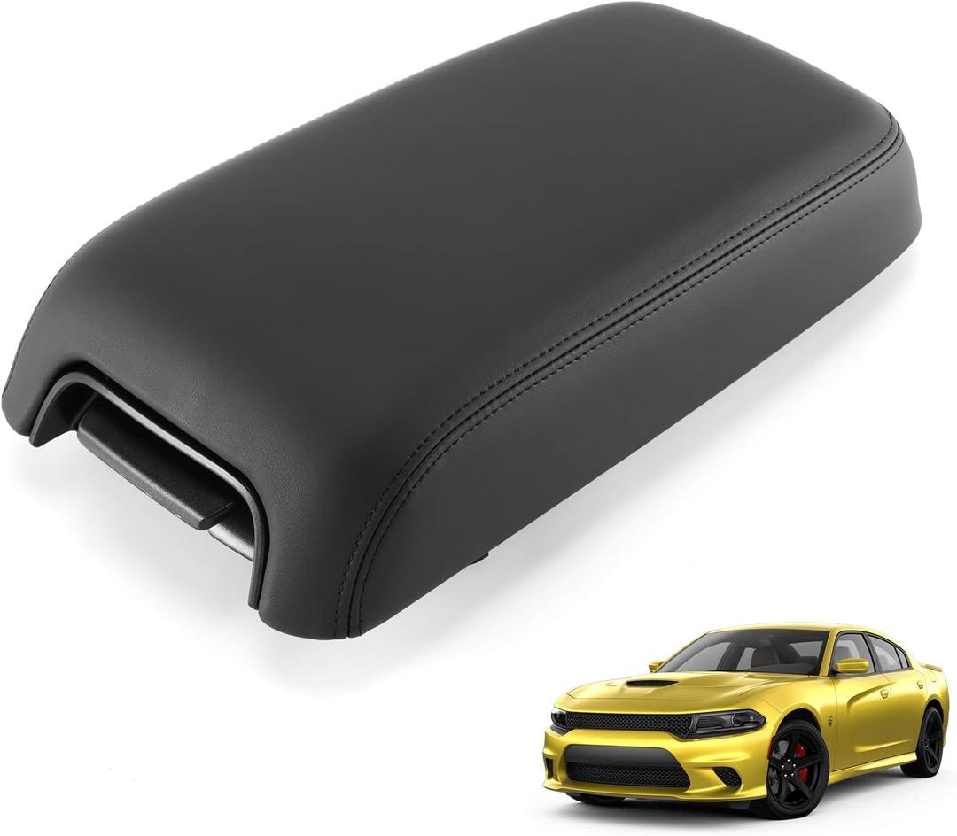 1VT06DX9AI Floor Center Console Armrest Lid Cover Assembly W/Base Compatible with Dodge Charger 2011-2021, Chry-sler 300 2015-2021 Replace 1VT06DX9AA 1VT06DX9AC 1VT06DX9AD 1VT06DX9AE, Black