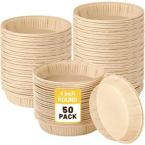 Ocmoiy 50 Pcs Mini Tart Pans for Baking, 4 Inch Disposable Paper Pie Tins for Small Pies, Tarts, Quiches, Cinnamon Rolls, Desserts