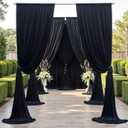 50ft12ft Black Backdrop Curtain for Wedding Parties, 10 Panels Wrinkle Free 12 FT Long Polyester Photo Backdrop Drapes Back Drop Cloth for Birthday Photography Background Party Backdrop Drapes