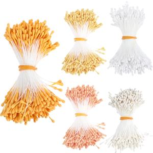 KALIONE 1700 Pcs 3mm Pearl Flower Stamen, Double Heads Flowers Stamens White Flower Stamens for Crafts Flowers Stamen for FlowerMaking Supplies Scrapbook Decoration (5 Colors)