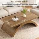 HSH 47" Modern Rectangle Wood Coffee Table for Living Room, Arched Base | Large Rectangular Center Table, Low Table with Sculptural Arched Base, Annual Ring Wood Grain, 200 lb Capacity, Easy Assembly, 47.25 Inch