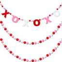Breling 3 Pieces Valentine's Day Garland Felt Ball Garland, 10ft Pompom Valentines Decorations Banner for Mantle Fireplace Room Valentine Hanging Decor(XOXO) (XOXO)