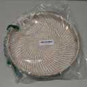 11.8 inch Round Rattan Tray, Decorative Coffee Table Trays, Ottoman Tray, Woven Serving Tray with Handles, Wicker Serving Basket, Whitewash