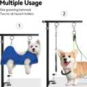 Foldable Dog Grooming Arm with Clamp: Adjustable Height 26"-40", Dog Grooming Table Arm with Hammock and No-Sit Holder, Grooming Restraint for Small Medium Dogs at Home or Salon
