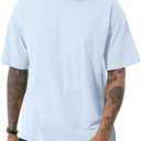 Men's Cotton Oversized T-Shirts Casual Loose Short Sleeve Crew Neck Basic Tops Solid Athletic Tee