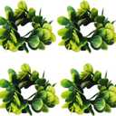 Napkin Rings Set of 4, Eucalyptus Green Leaf Spring Napkin Holders for Easter Halloween Christmas Weddings Party Table Decor